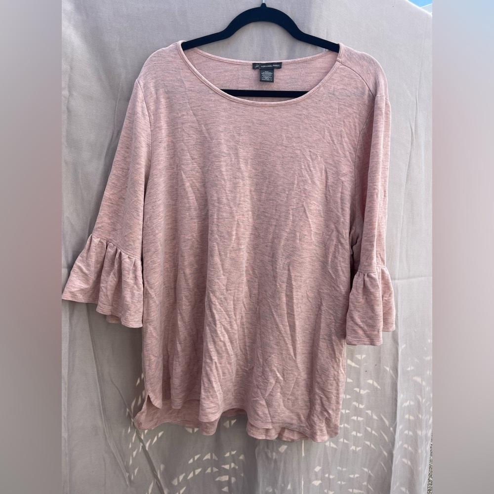 Adrianna Papell Pink Ruffled 3/4 Sleeve Blouse